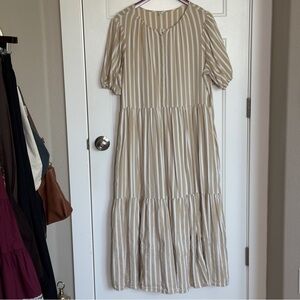 Old Navy Beige Striped Maxi Dress